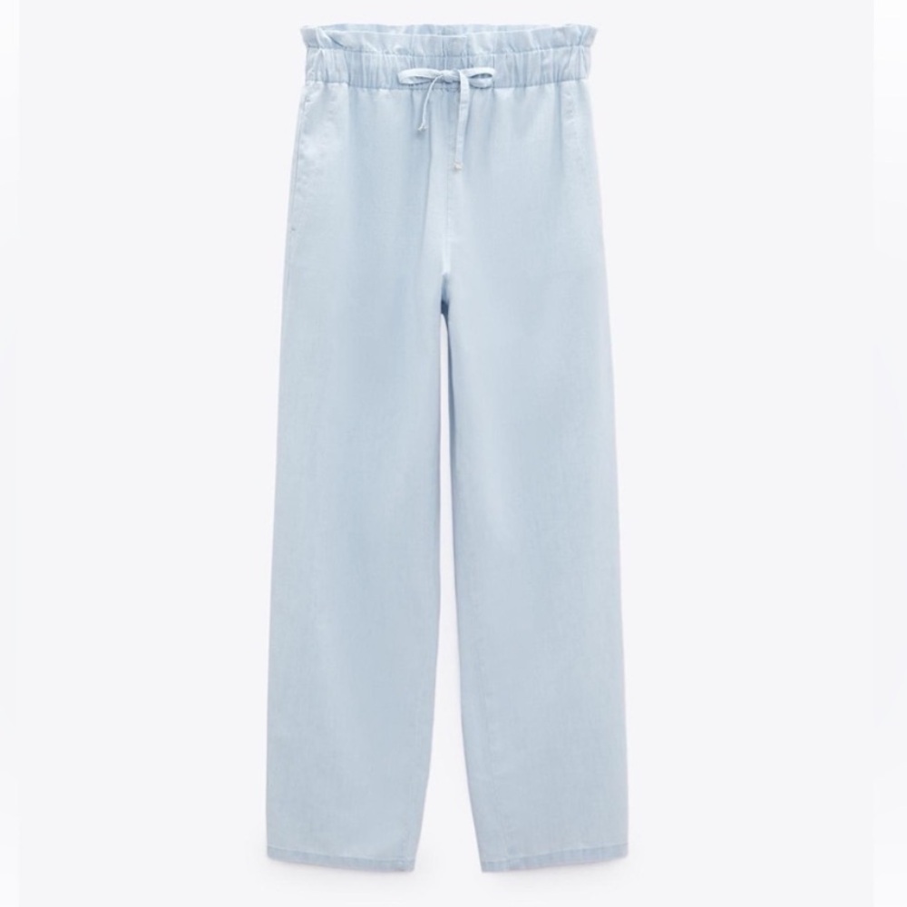 Zara Sky Blue Drawstring Trousers